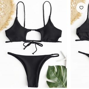 Black ribbed bikini set